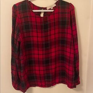 LOFT Red Plaid Women's long sleeve top.